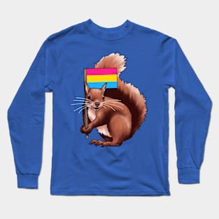 Squirrel with a Pan Flag Long Sleeve T-Shirt